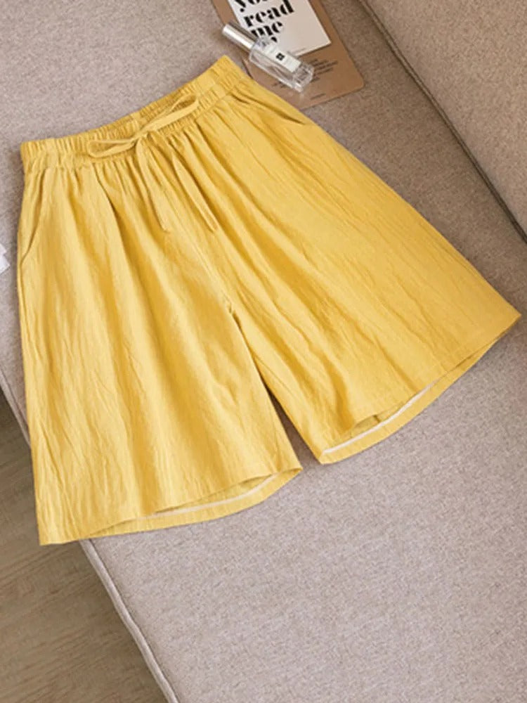 Comfortable & Airy Women's Cotton Shorts with Stretch Waistband – Melina