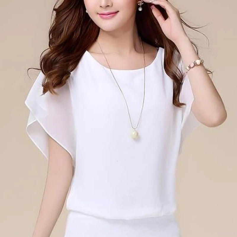 Ladies' chiffon blouse with ruffled sleeves – Ariana