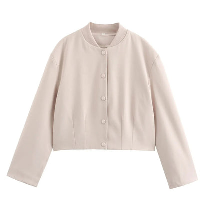 Lightweight women's bomber jacket for autumn – cosy chic with a stand-up collar