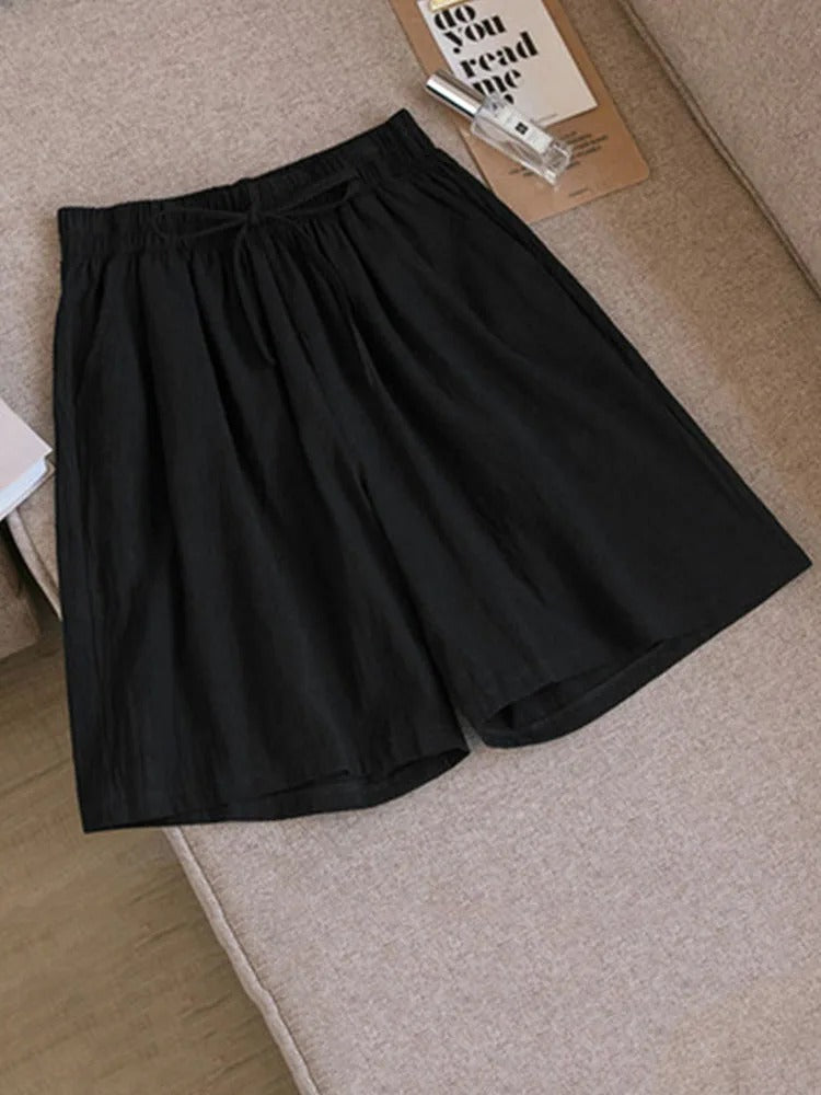 Comfortable & Airy Women's Cotton Shorts with Stretch Waistband – Melina
