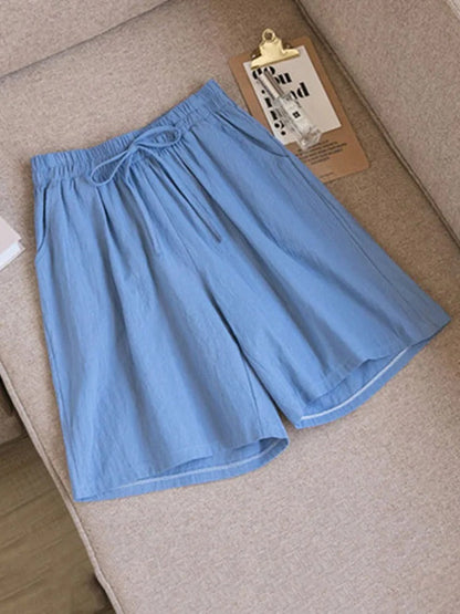 Comfortable & Airy Women's Cotton Shorts with Stretch Waistband – Melina