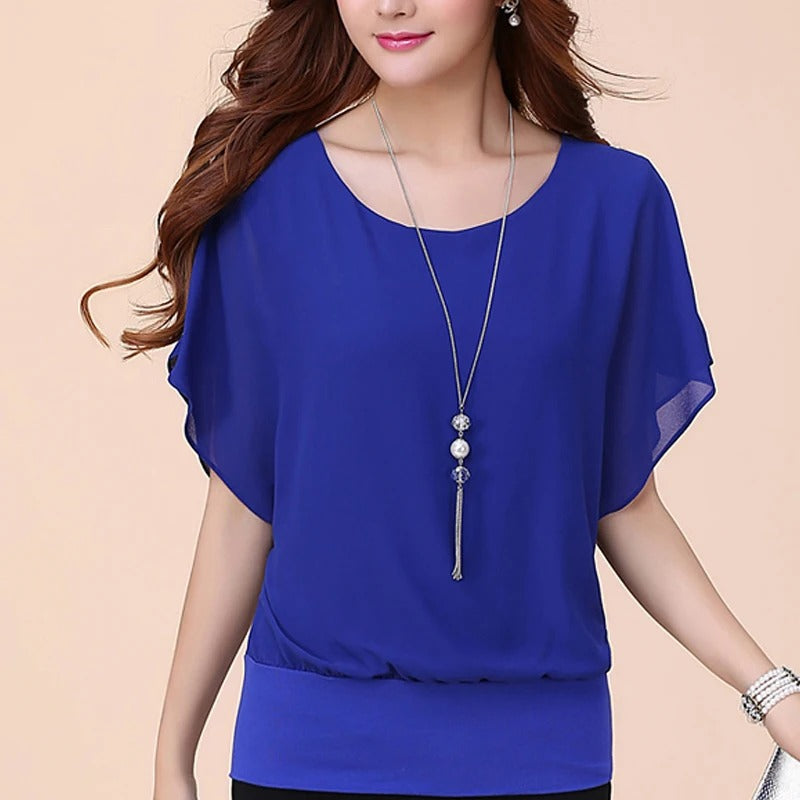 Ladies' chiffon blouse with ruffled sleeves – Ariana