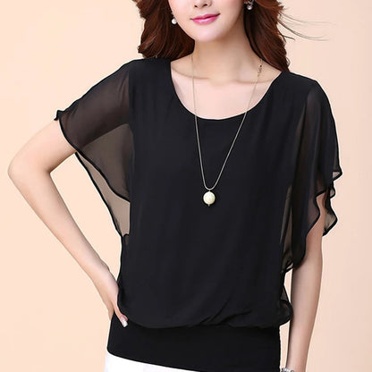 Ladies' chiffon blouse with ruffled sleeves – Ariana