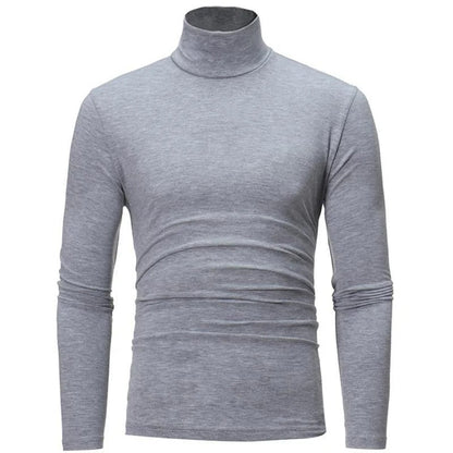 Light grey marl long-sleeved high neck top, front view on a plain white background 4