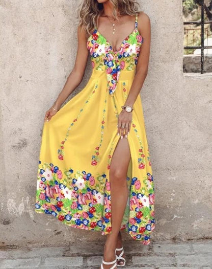 Casual maxi dress with button detailing – Elvire