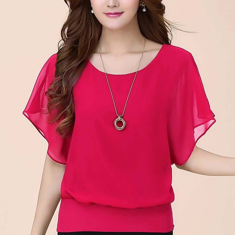 Ladies' chiffon blouse with ruffled sleeves – Ariana