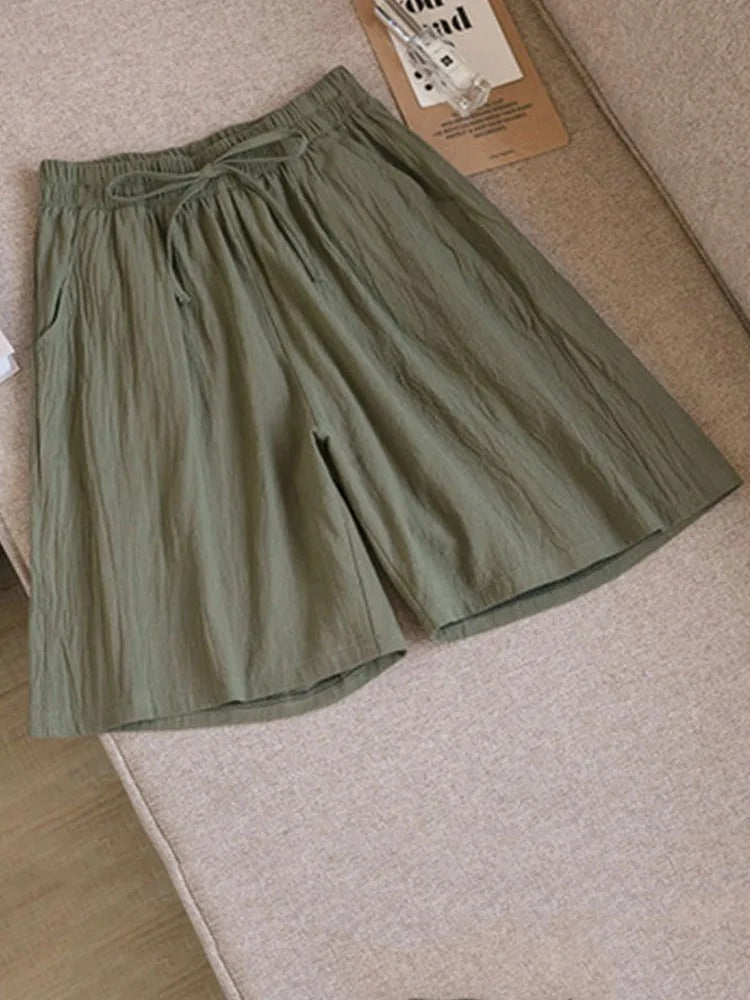 Comfortable & Airy Women's Cotton Shorts with Stretch Waistband – Melina