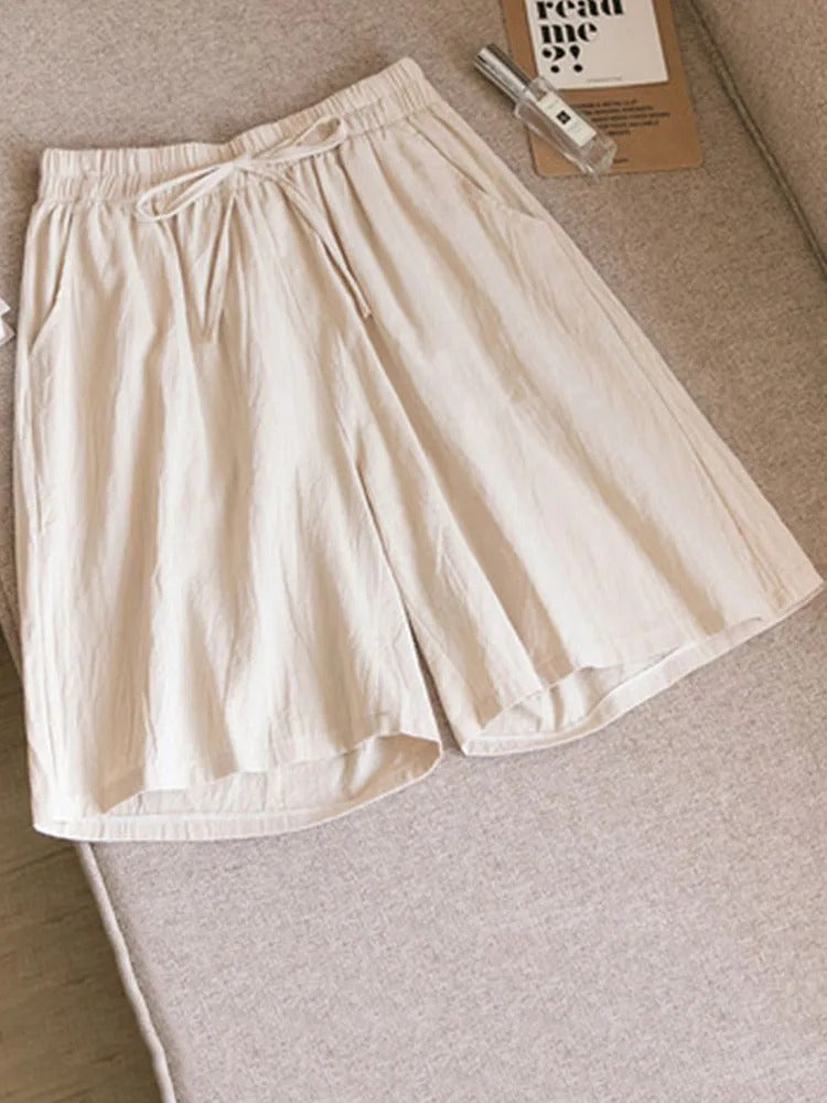 Comfortable & Airy Women's Cotton Shorts with Stretch Waistband – Melina