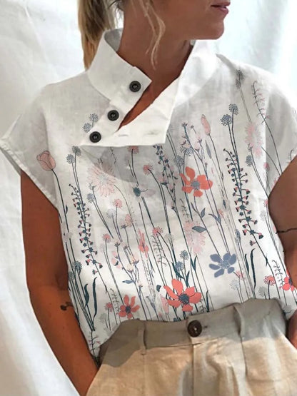 Short-sleeve blouse shirt with playful print – Felicia