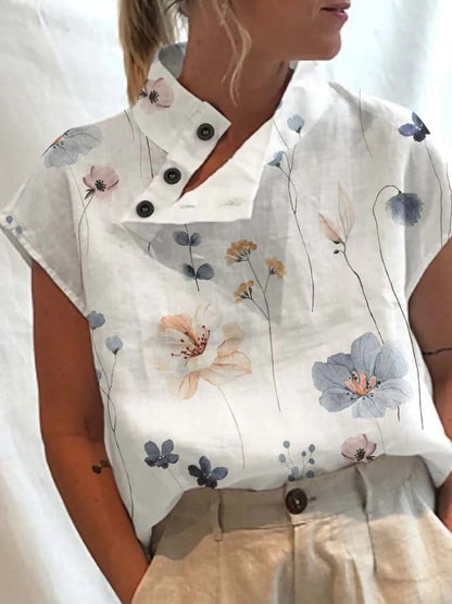 Short-sleeve blouse shirt with playful print – Felicia