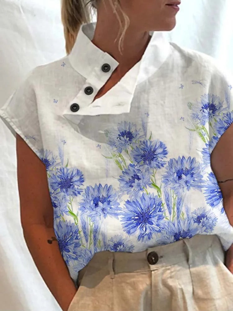 Short-sleeve blouse shirt with playful print – Felicia