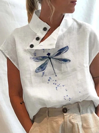 Short-sleeve blouse shirt with playful print – Felicia