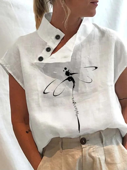 Short-sleeve blouse shirt with playful print – Felicia