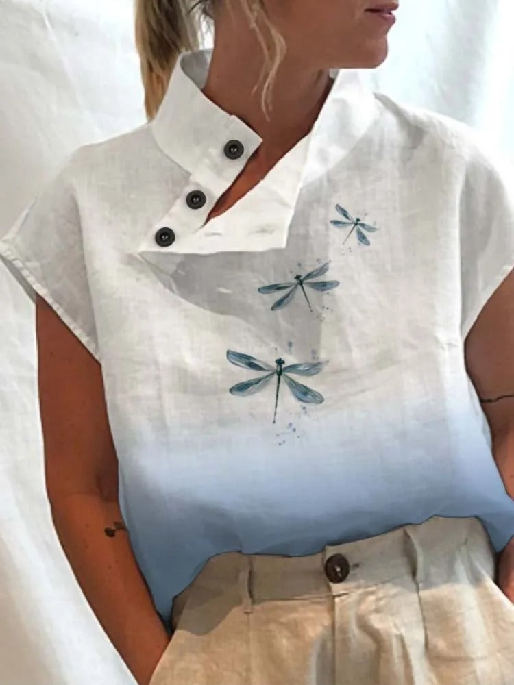 Short-sleeve blouse shirt with playful print – Felicia