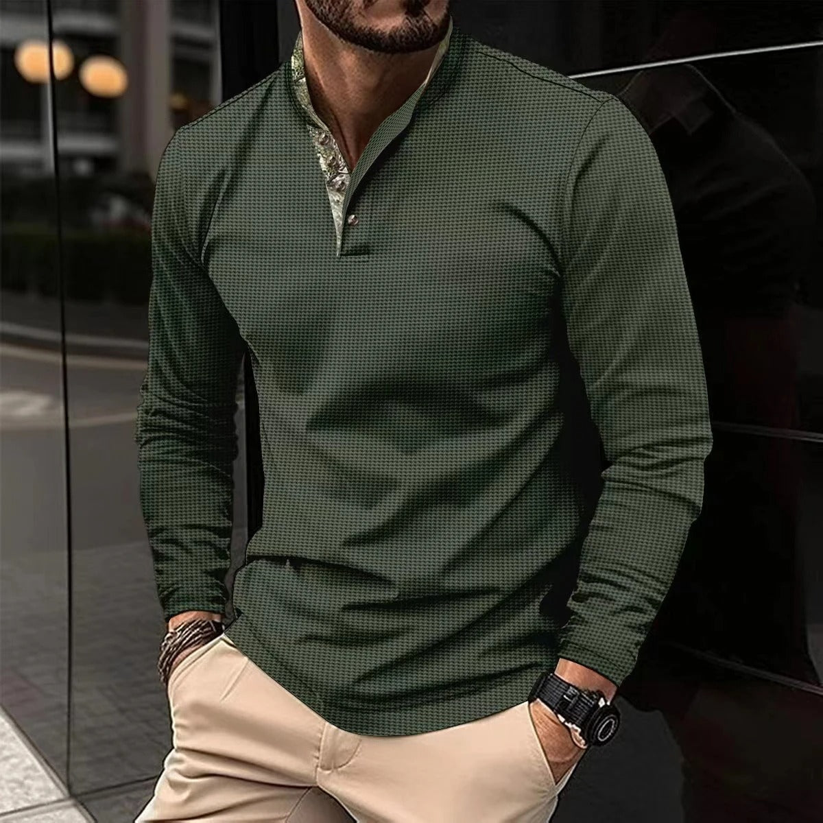 Stylish Long Sleeve Polo for Men - Finn