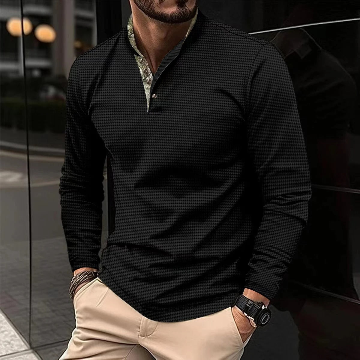Stylish Long Sleeve Polo for Men - Finn