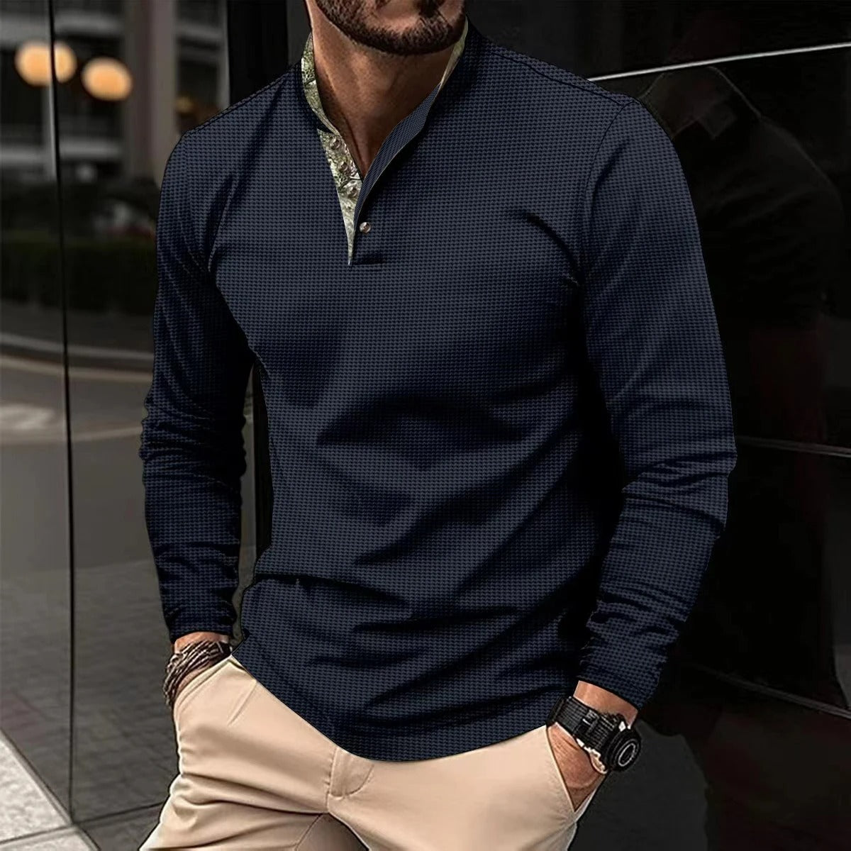 Stylish Long Sleeve Polo for Men - Finn