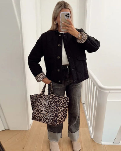 Elegant ladies' jacket with leopard lining – Narela