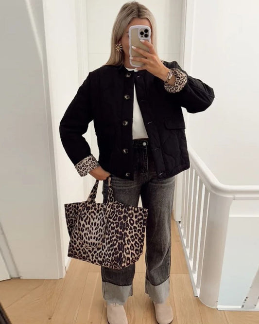 Elegant ladies' jacket with leopard lining – Narela