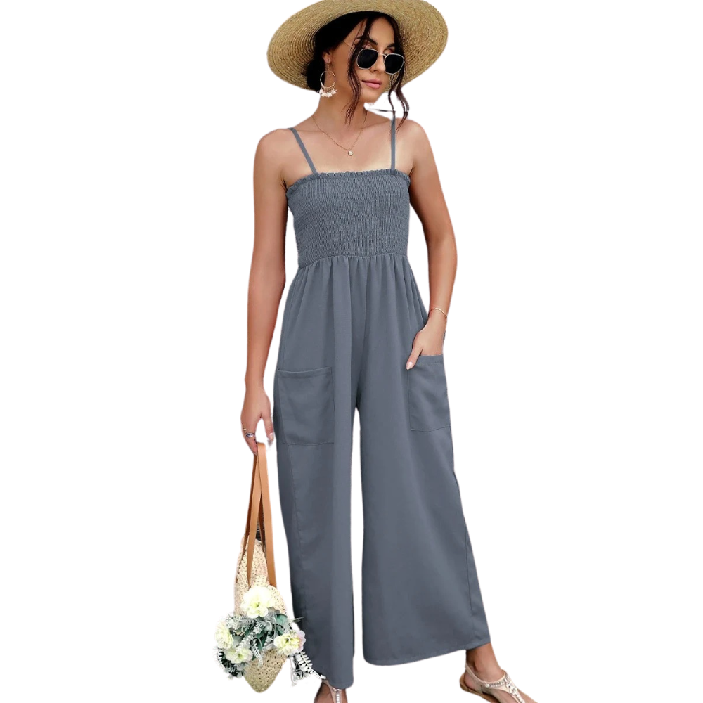 Summery women's jumpsuit with spaghetti straps in vintage style - RetroLuft