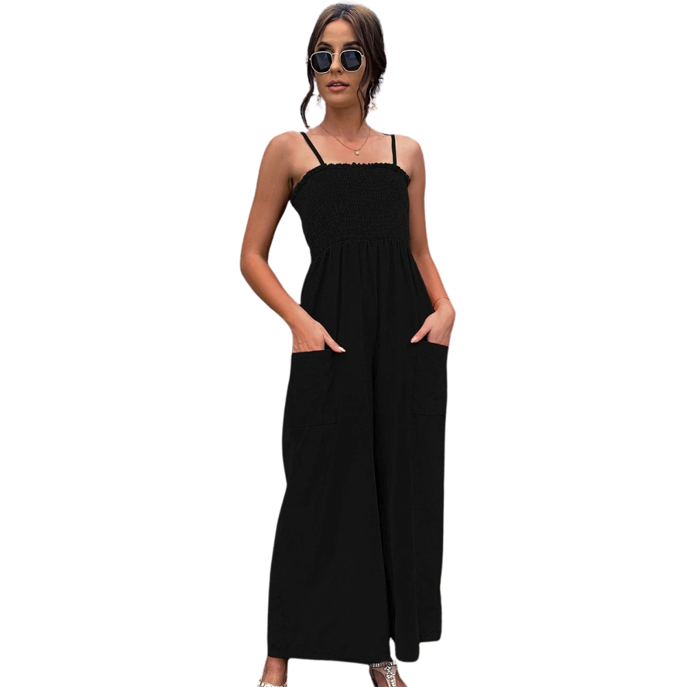 Summery women's jumpsuit with spaghetti straps in vintage style - RetroLuft