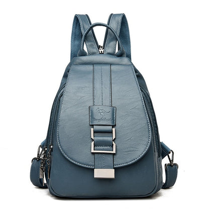Premium waterproof leather rucksack for women