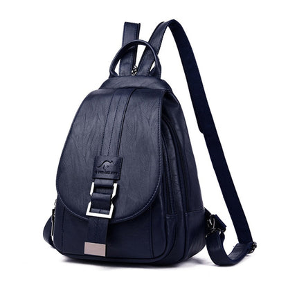 Premium waterproof leather rucksack for women