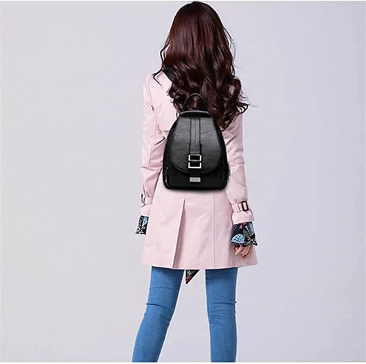 Premium waterproof leather rucksack for women