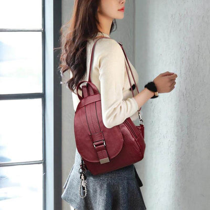 Premium waterproof leather rucksack for women