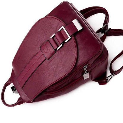 Premium waterproof leather rucksack for women