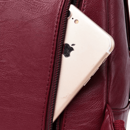 Premium waterproof leather rucksack for women