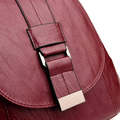 Premium waterproof leather rucksack for women