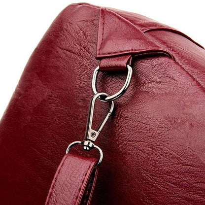 Premium waterproof leather rucksack for women