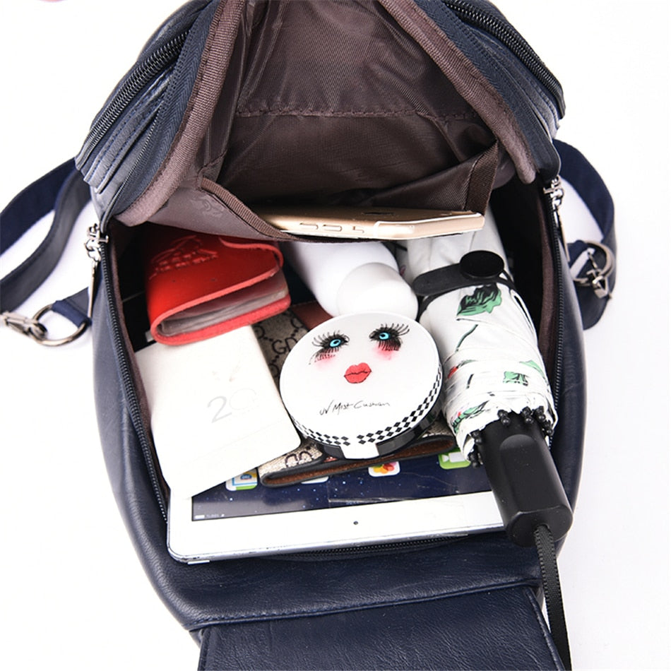 Premium waterproof leather rucksack for women