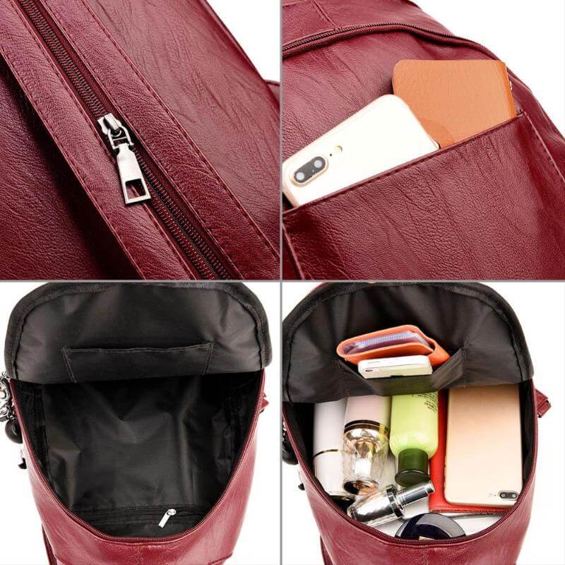 Premium waterproof leather rucksack for women