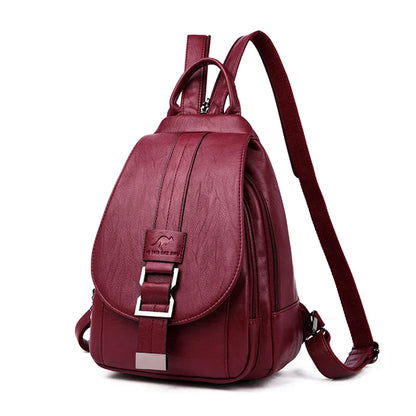 Premium waterproof leather rucksack for women