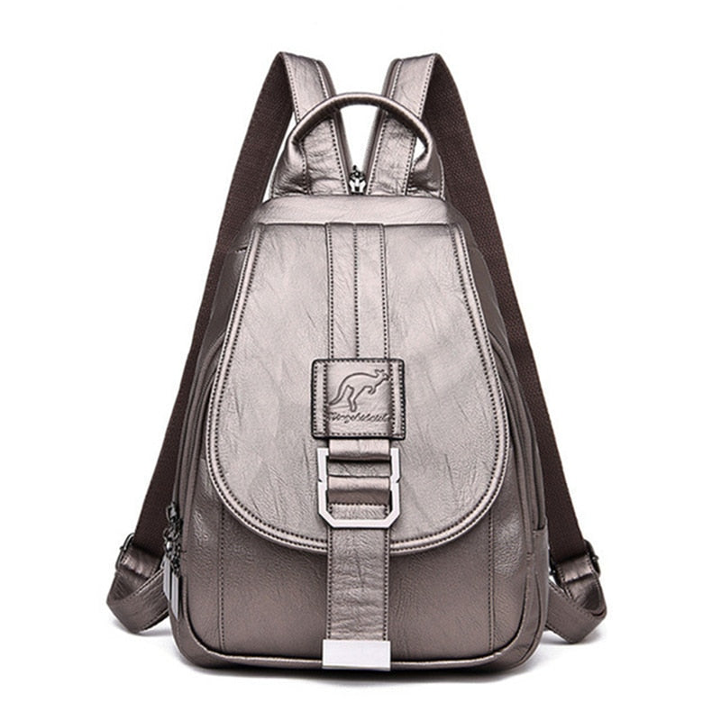 Premium waterproof leather rucksack for women