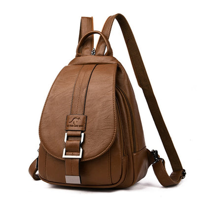 Premium waterproof leather rucksack for women