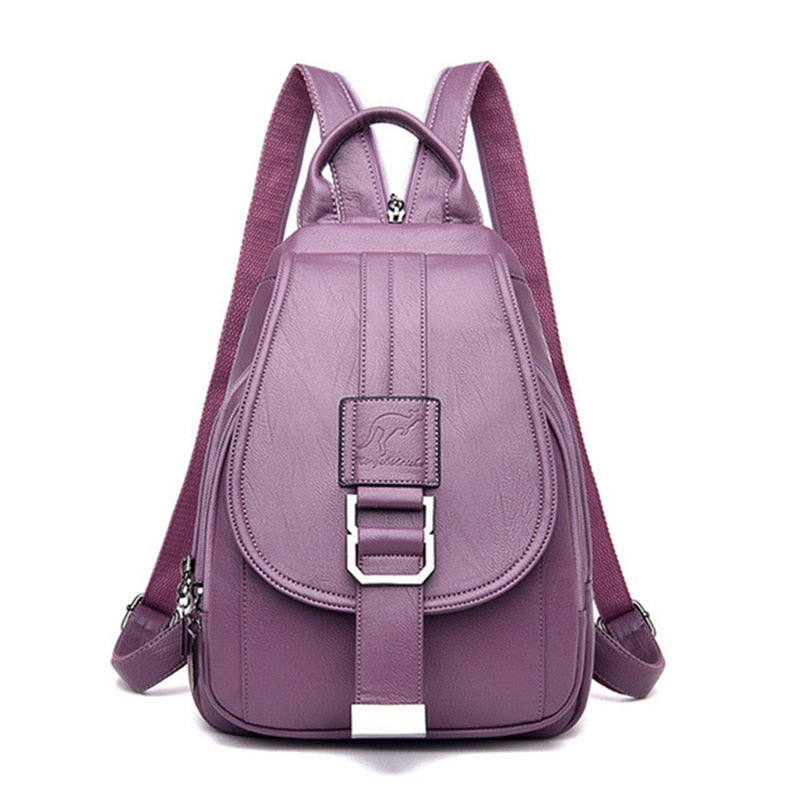 Premium waterproof leather rucksack for women