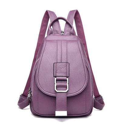 Premium waterproof leather rucksack for women