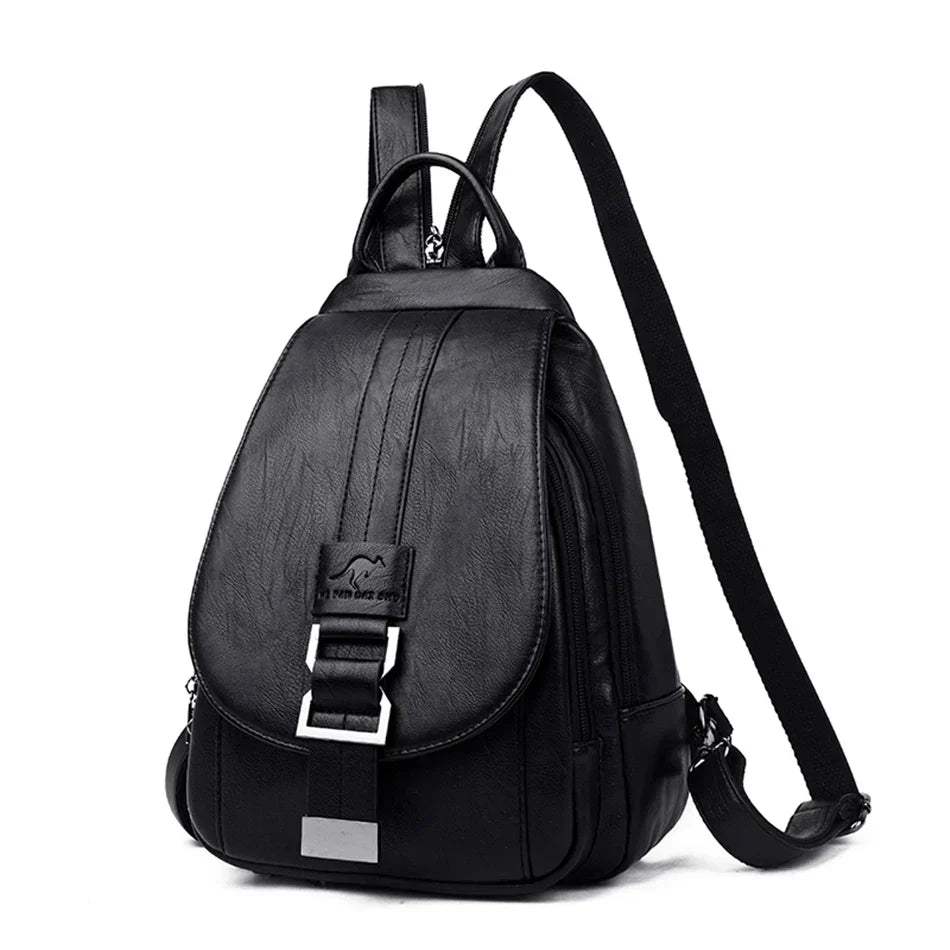 Premium waterproof leather rucksack for women