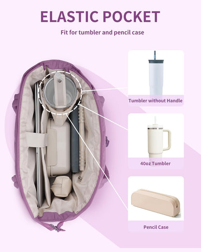 Padded puffer tote with cup holder and laptop compartment for travel and work