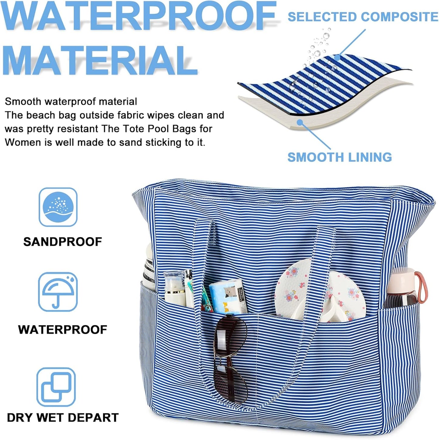 Extra-large waterproof beach bag with wet pocket – Buy 1, get 1 FREE