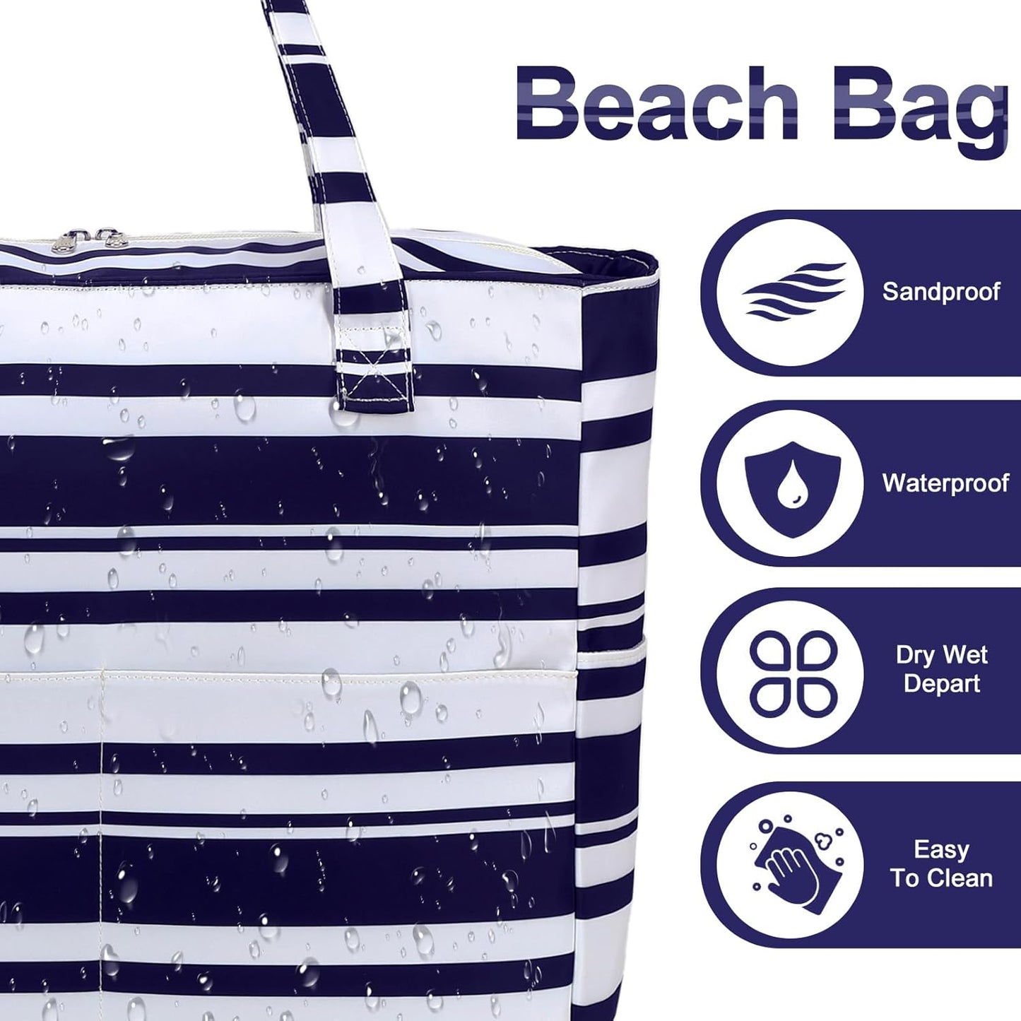 Extra-large waterproof beach bag with wet pocket – Buy 1, get 1 FREE