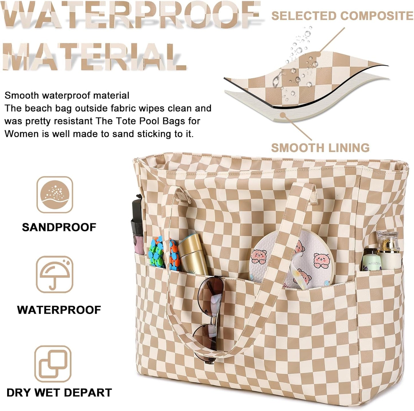 Extra-large waterproof beach bag with wet pocket – Buy 1, get 1 FREE