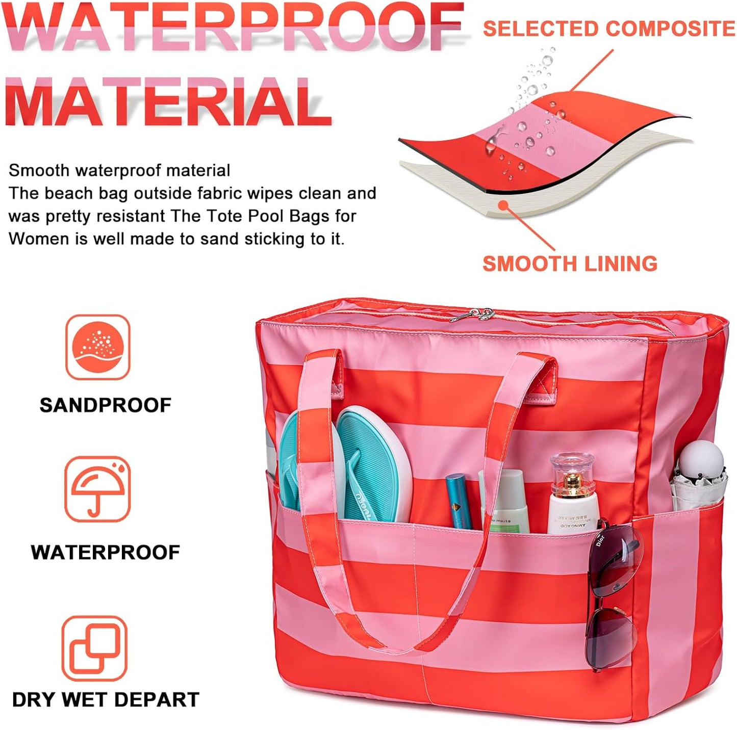 Extra-large waterproof beach bag with wet pocket – Buy 1, get 1 FREE