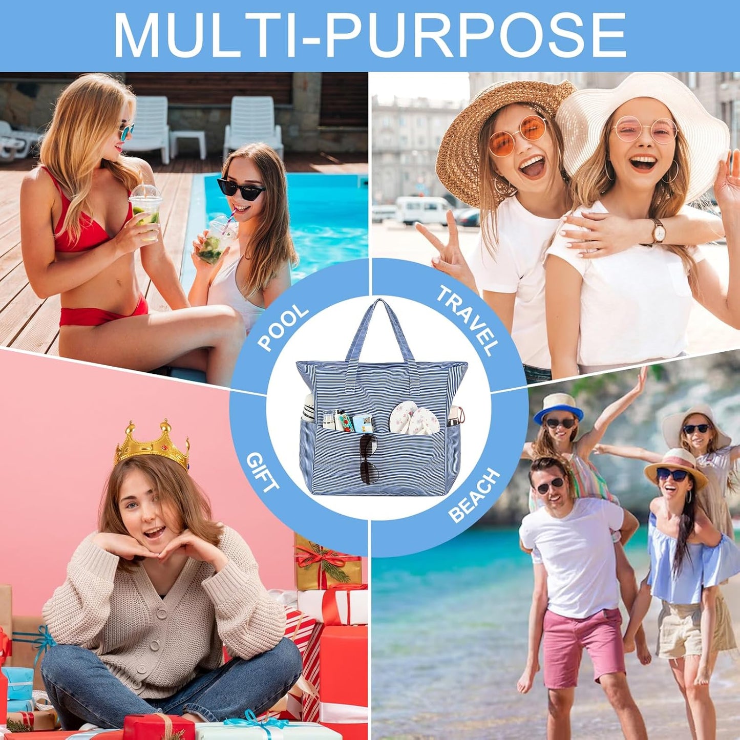Extra-large waterproof beach bag with wet pocket – Buy 1, get 1 FREE