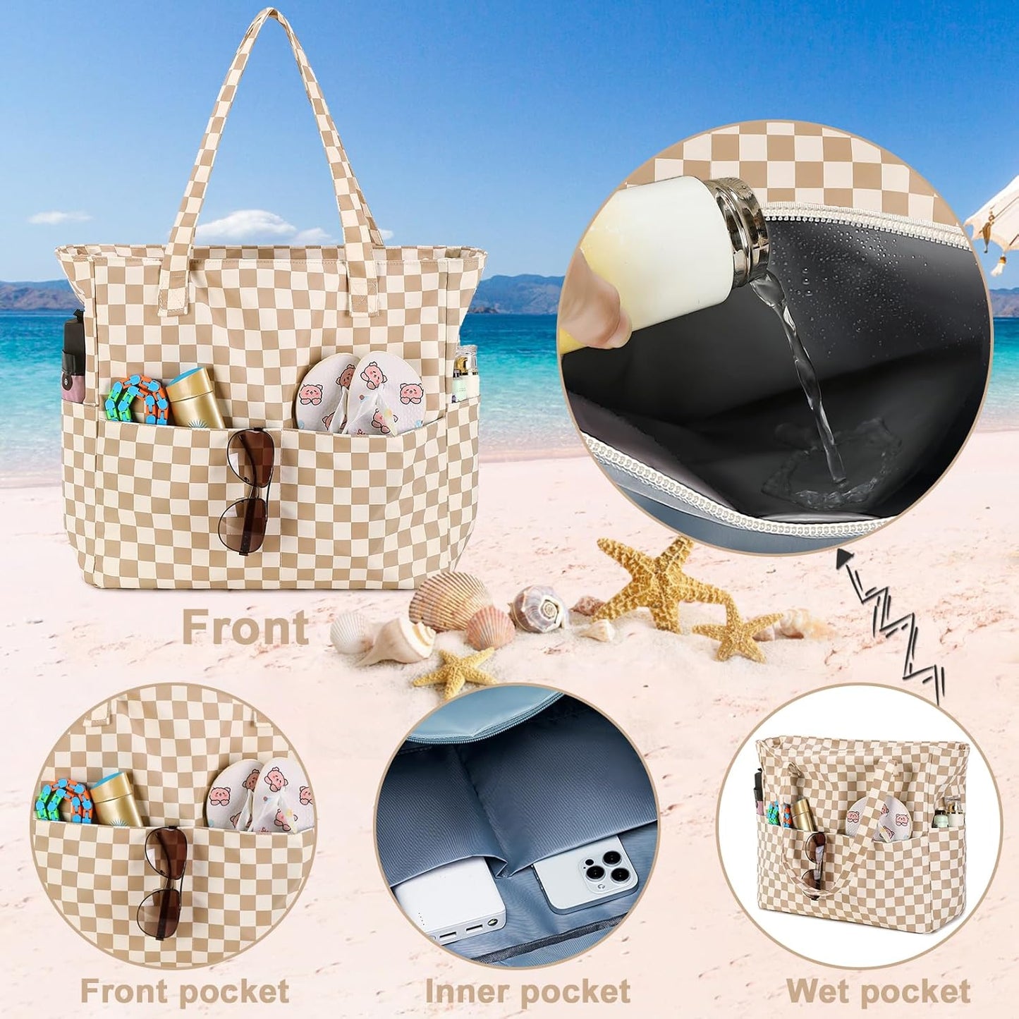 Extra-large waterproof beach bag with wet pocket – Buy 1, get 1 FREE