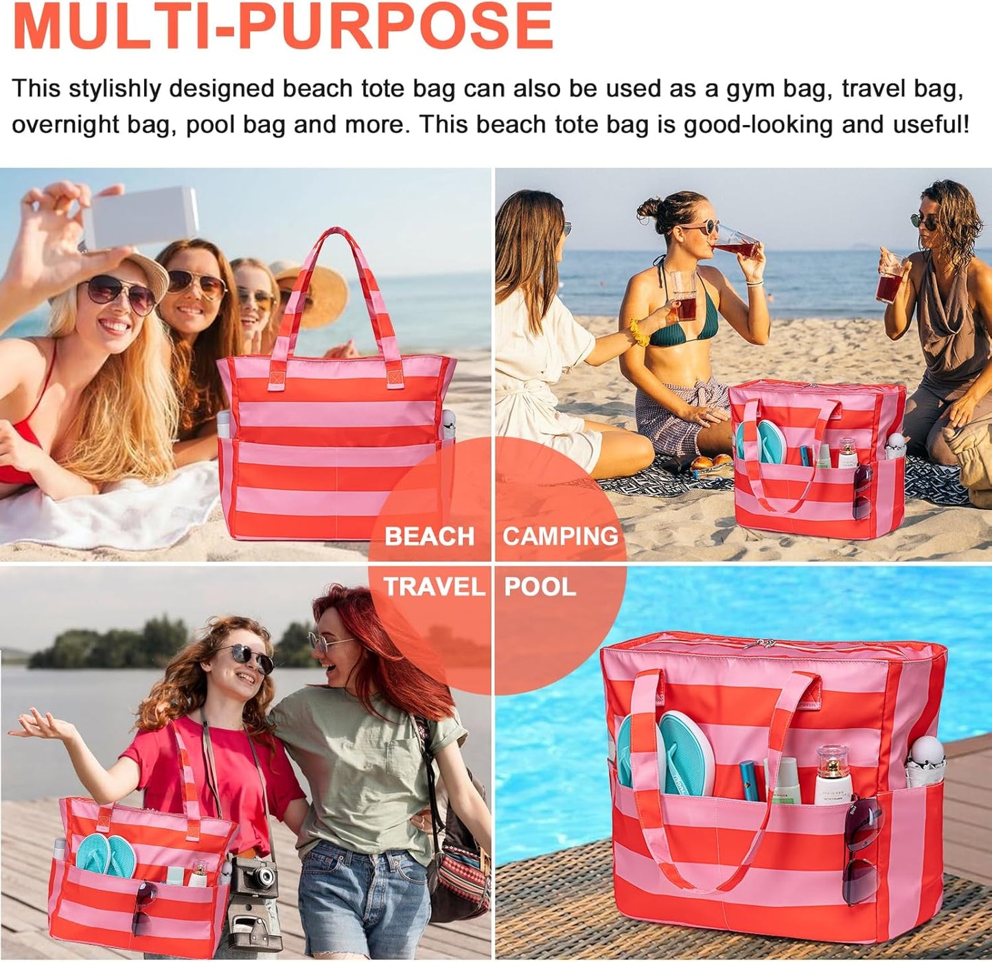 Extra-large waterproof beach bag with wet pocket – Buy 1, get 1 FREE