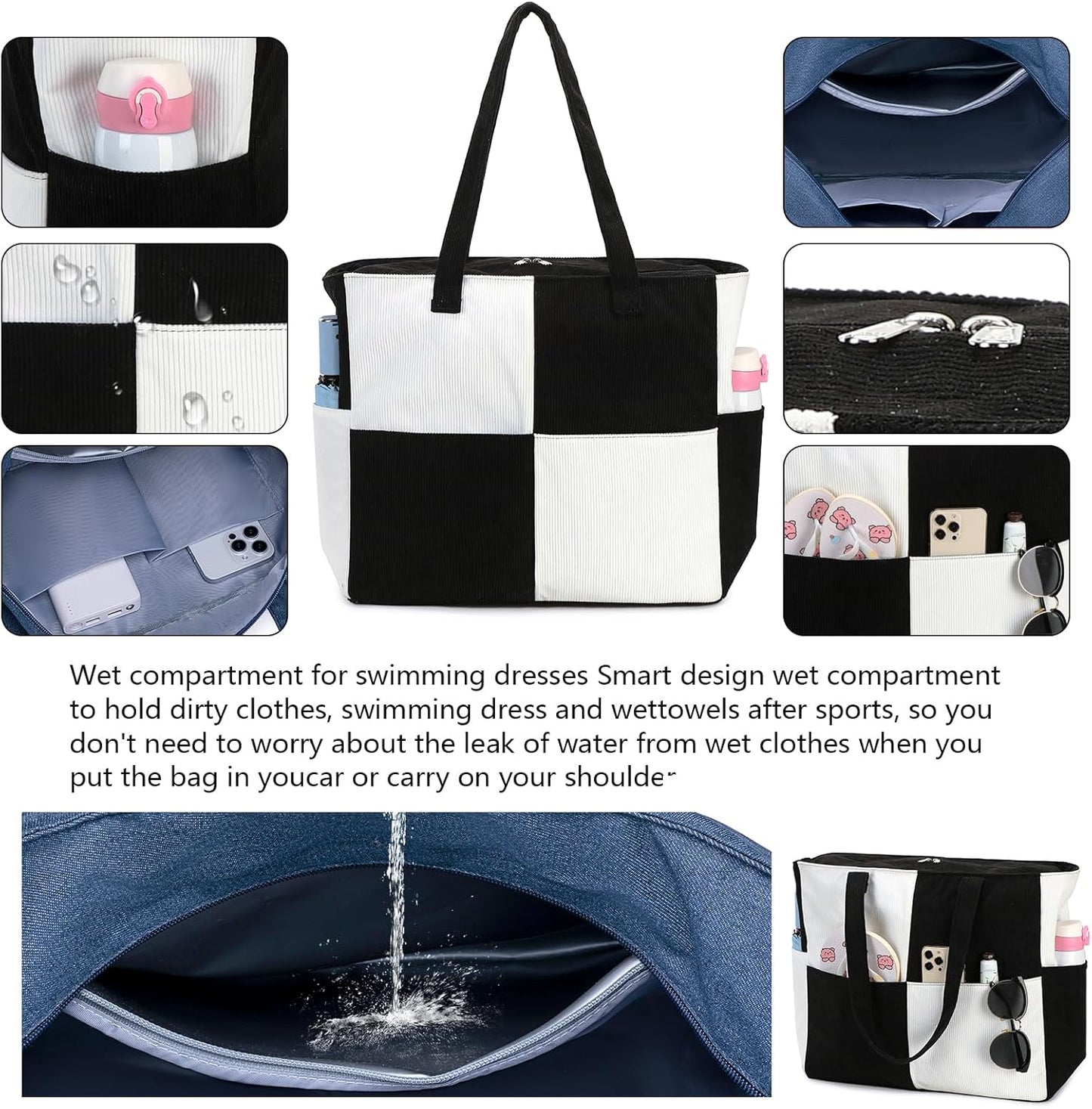 Extra-large waterproof beach bag with wet pocket – Buy 1, get 1 FREE